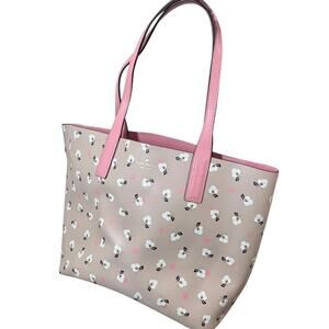kate spade Beige Floral Print Tote with Pink Trim